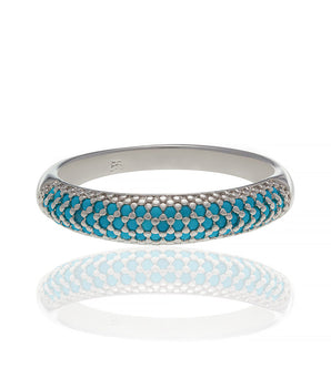 RHODIUM PLATED RING WITH ZIRCONIA