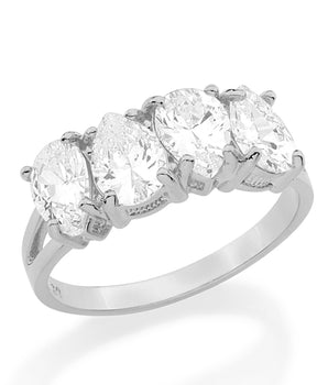 RHODIUM PLATED RING WITH ZIRCONIA