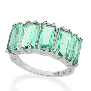 RHODIUM PLATED RING WITH CRYSTAL
