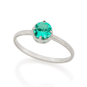 RHODIUM PLATED RING WITH CRYSTAL