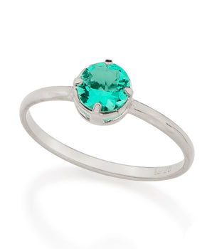 RHODIUM PLATED RING WITH CRYSTAL