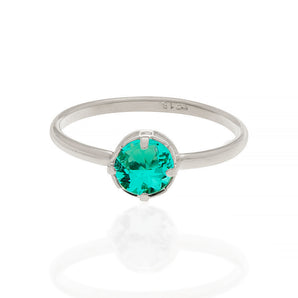 RHODIUM PLATED RING WITH CRYSTAL