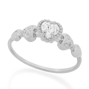 RHODIUM PLATED RING WITH ZIRCONIA
