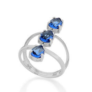 RHODIUM PLATED RING WITH CRYSTAL
