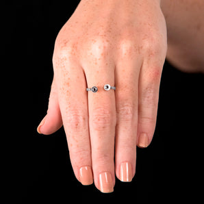 RHODIUM PLATED RING WITH ZIRCONIA