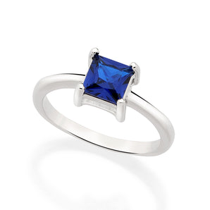 RHODIUM PLATED RING WITH ZIRCONIA