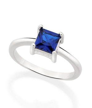 RHODIUM PLATED RING WITH ZIRCONIA