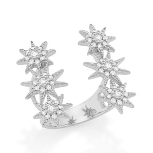 RHODIUM PLATED RING WITH ZIRCONIA