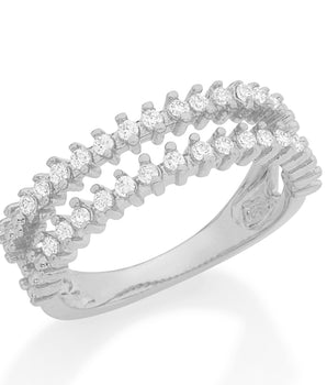 RHODIUM PLATED RING WITH ZIRCONIA