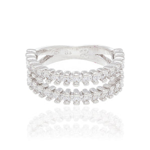 RHODIUM PLATED RING WITH ZIRCONIA