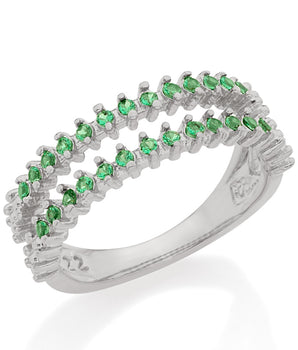 RHODIUM PLATED RING WITH ZIRCONIA