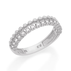 RHODIUM PLATED RING WITH ZIRCONIA