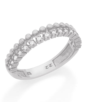 RHODIUM PLATED RING WITH ZIRCONIA