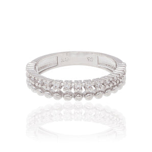 RHODIUM PLATED RING WITH ZIRCONIA