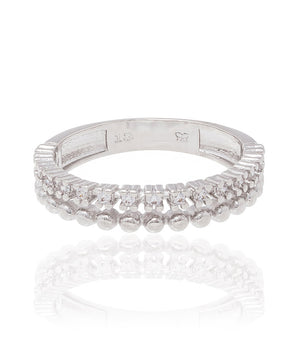 RHODIUM PLATED RING WITH ZIRCONIA