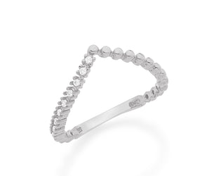 RHODIUM PLATED RING WITH ZIRCONIA