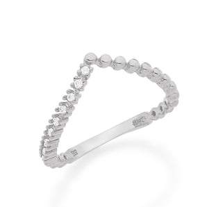 RHODIUM PLATED RING WITH ZIRCONIA