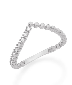 RHODIUM PLATED RING WITH ZIRCONIA