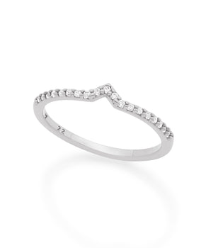RHODIUM PLATED RING WITH ZIRCONIA