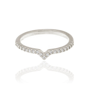 RHODIUM PLATED RING WITH ZIRCONIA