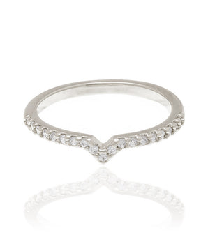 RHODIUM PLATED RING WITH ZIRCONIA