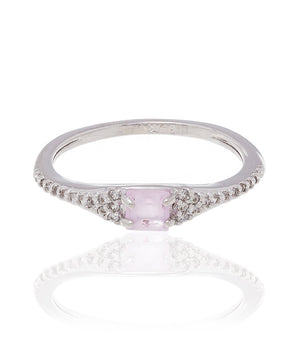 RHODIUM PLATED RING WITH CRYSTAL AND STONE