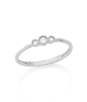 RHODIUM PLATED RING WITH ZIRCONIA