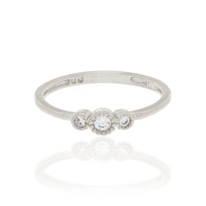 RHODIUM PLATED RING WITH ZIRCONIA