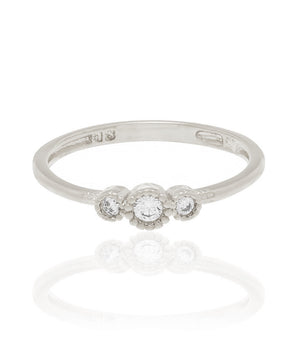 RHODIUM PLATED RING WITH ZIRCONIA