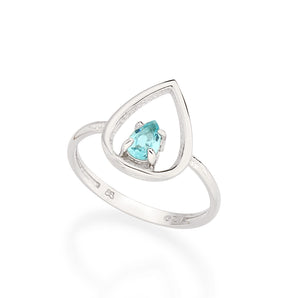RHODIUM PLATED RING WITH CRYSTAL