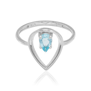 RHODIUM PLATED RING WITH CRYSTAL