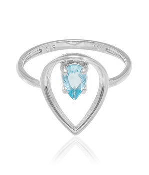 RHODIUM PLATED RING WITH CRYSTAL