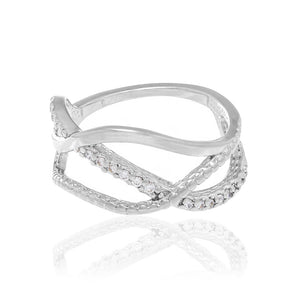 RHODIUM PLATED RING WITH ZIRCONIA