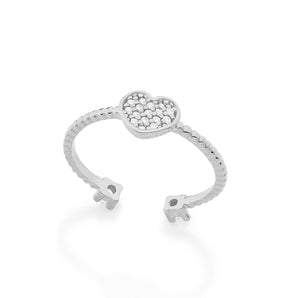 RHODIUM PLATED RING WITH ZIRCONIA
