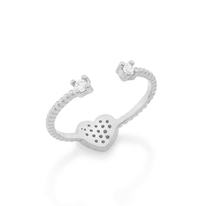 RHODIUM PLATED RING WITH ZIRCONIA