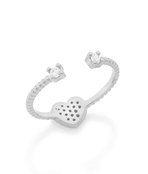 RHODIUM PLATED RING WITH ZIRCONIA