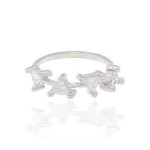 RHODIUM PLATED RING WITH ZIRCONIA