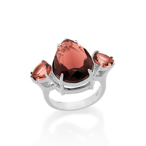 RHODIUM PLATED RING WITH CRYSTAL