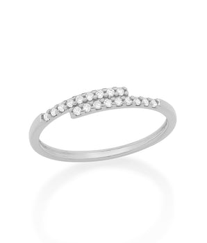 RHODIUM PLATED RING WITH ZIRCONIA