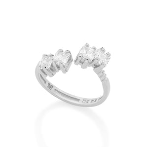 RHODIUM PLATED RING WITH ZIRCONIA