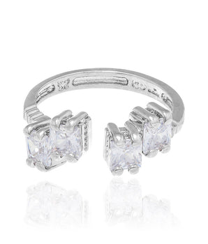 RHODIUM PLATED RING WITH ZIRCONIA