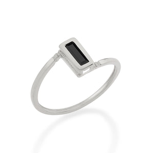 RHODIUM PLATED RING WITH CRYSTAL