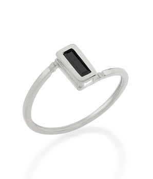 RHODIUM PLATED RING WITH CRYSTAL