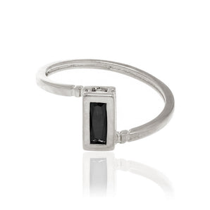 RHODIUM PLATED RING WITH CRYSTAL