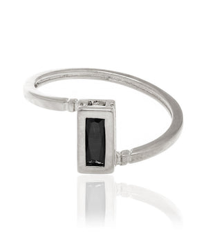 RHODIUM PLATED RING WITH CRYSTAL