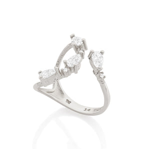 RHODIUM PLATED RING WITH ZIRCONIA