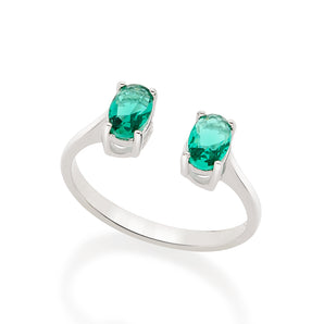 RHODIUM PLATED RING WITH CRYSTAL