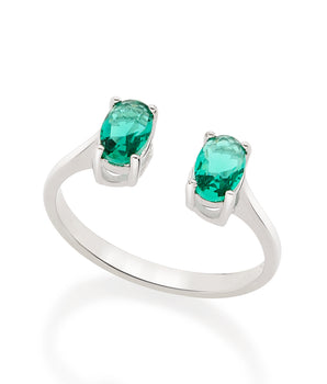 RHODIUM PLATED RING WITH CRYSTAL