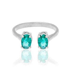 RHODIUM PLATED RING WITH CRYSTAL