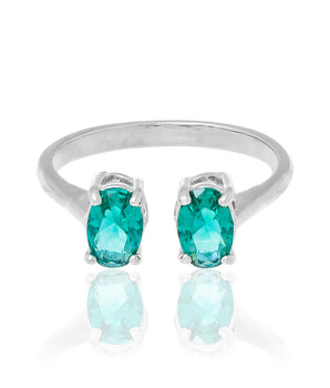 RHODIUM PLATED RING WITH CRYSTAL